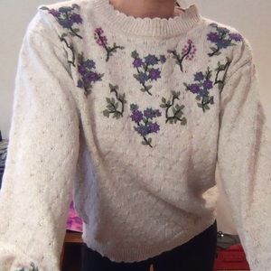 Vintage embroidered flower sweater